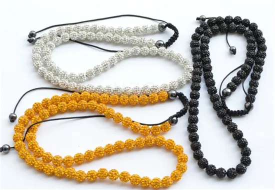 Акция! 12 мм белый золотой Микро Проложить CZ Диско бусины черный кристалл ожерелье