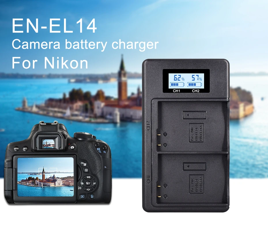 PALO EL-E14 ENEL1 EN-EL14a EL14 lcd двойное Цифровое зарядное устройство для Nikon D3100 D3200 D3300 P7100 P7200 P7800 D и P серии