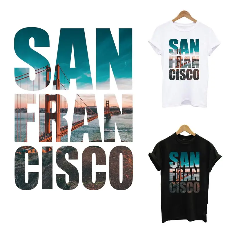 

Нашивки с надписью San Fran Cisco City, термонаклейка для одежды, самодельная моющаяся термонаклейка с аппликацией на одежду