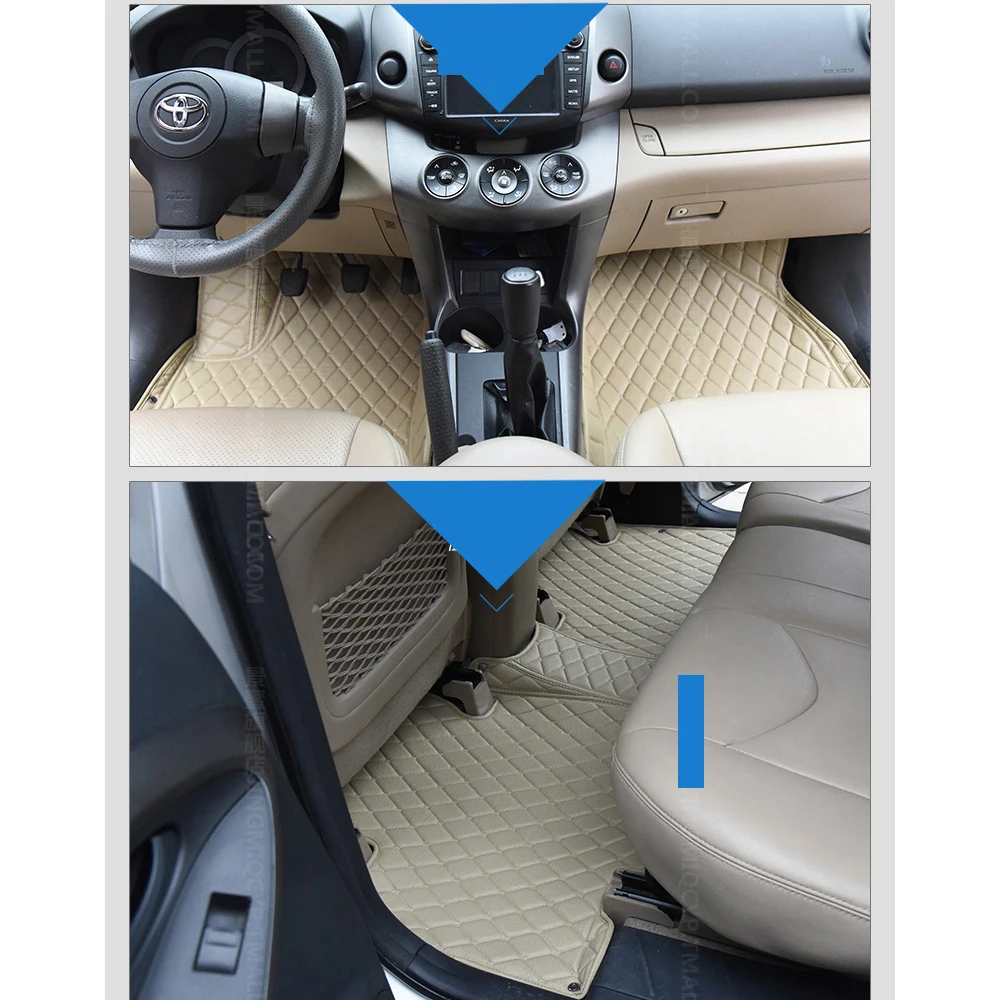 Lsrtw2017 кожаные автомобильные коврики для toyota rav4 2005 2006 2007 2008 2009 2010 2011 2012 xa30 коврик ковер аксессуары для ног