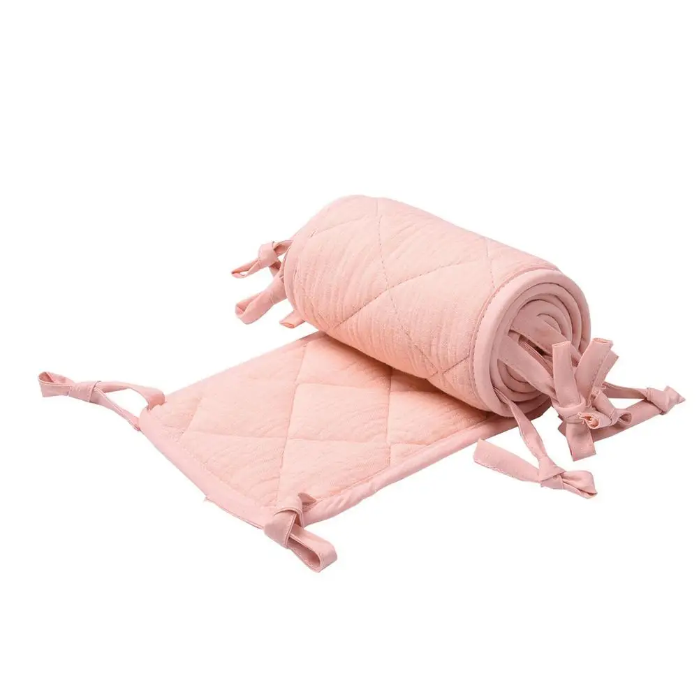 

Подкладка для детской кроватки из чистого хлопка, однотонная ткань для защиты от укусов, прикроватная Защитная штанга, защита от столкновен...