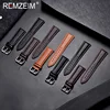 REMZEIM Calfskin Leather Watchband Soft Material Watch Band Wrist Strap 18mm 20mm 22mm 24mm With Silver Stainless Steel Buckle 3