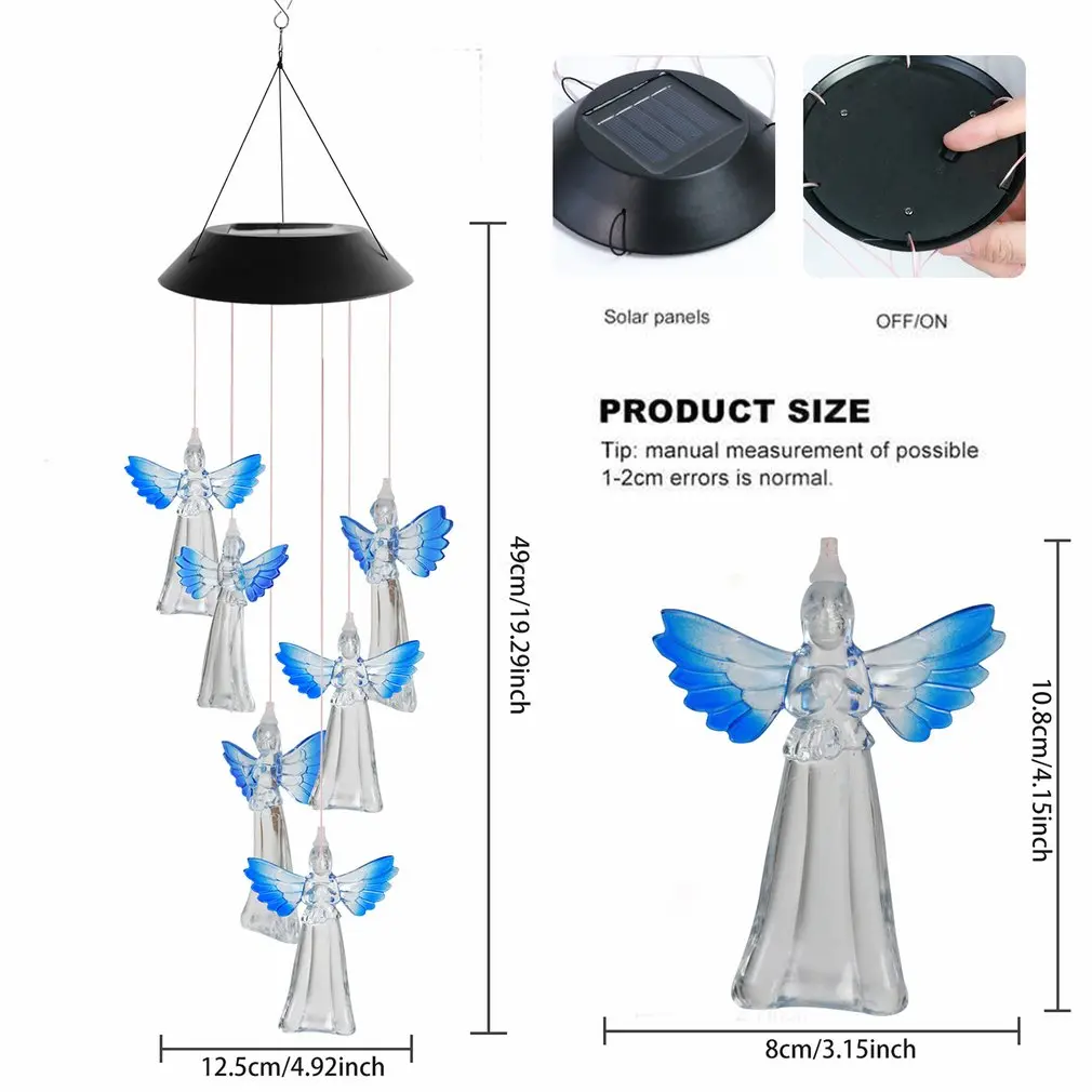 

Hot LED Solar Wind Chime Crystal Ball Hummingbird Wind Chime Light Color Changing Waterproof Hanging Solar Light For Home Garden