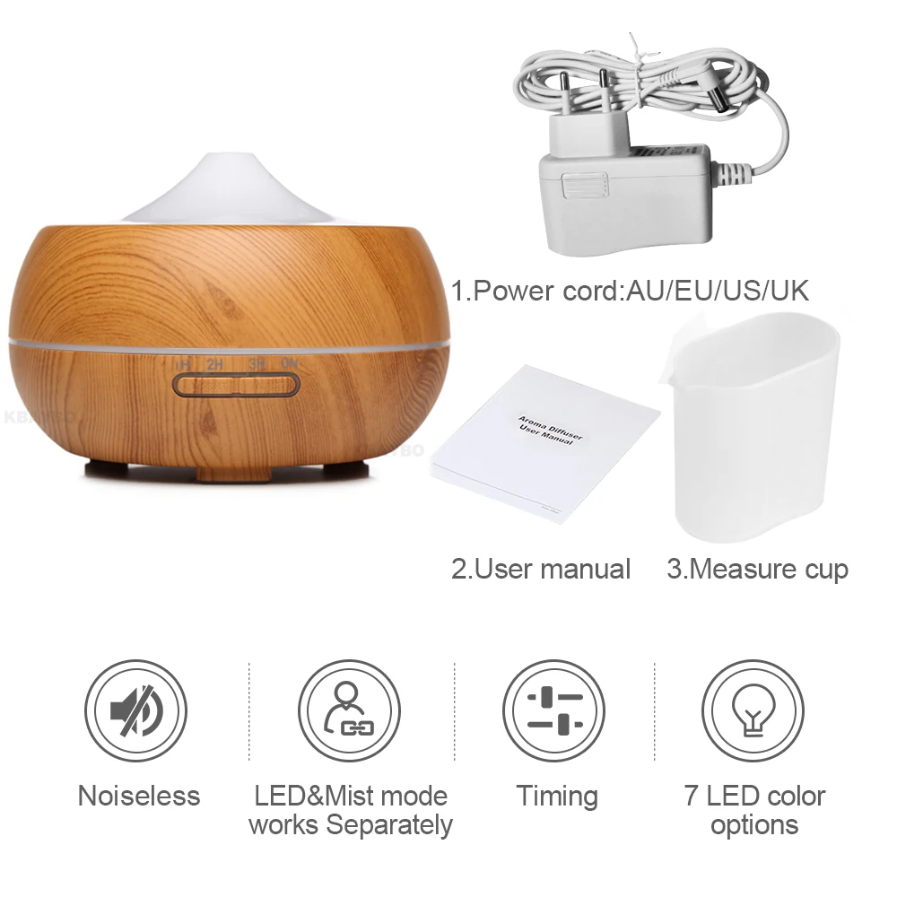 

300ml Cool Mist Humidifier aromatherapy diffuser Ultrasonic Humidifier Aroma Essential Oil Diffuser With 7 Color LED