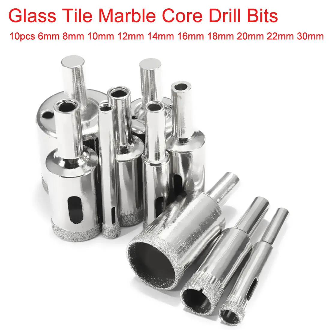 10 шт. 6 30 мм Алмазное покрытие сердечник пила для отверстий набор сверл