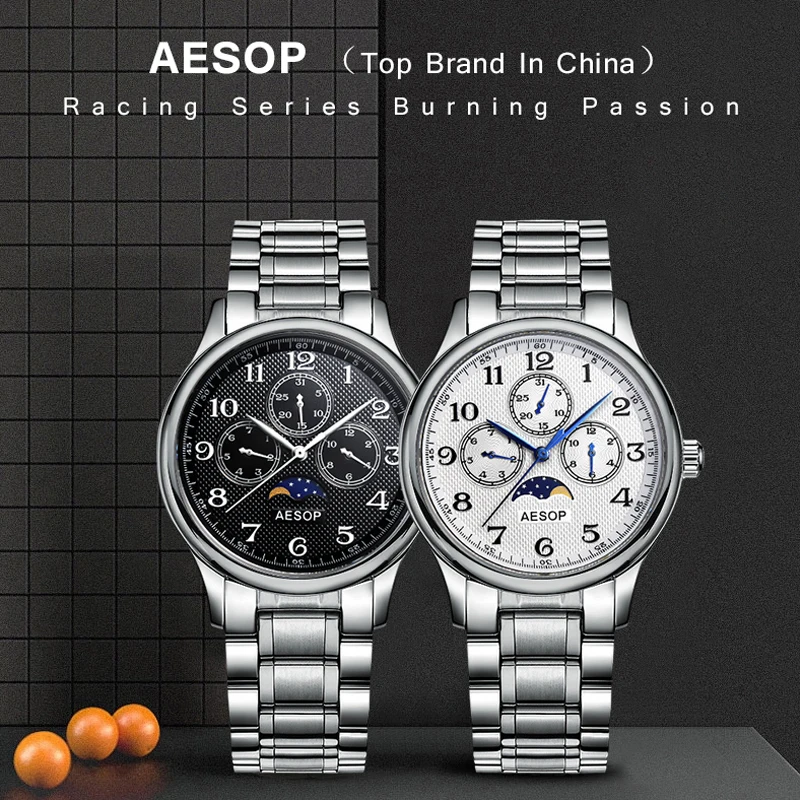 

AESOP Mens Watches Top Brand Luxury Men Week Display Sapphire Waterproof Quartz Stainless Steel Male Clock Relogio Masculino