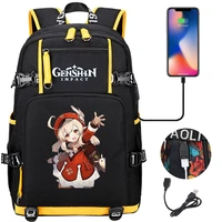 game genshin impact backpack schoolbag shoulder laptop bag anime usb travel backpack bookbag