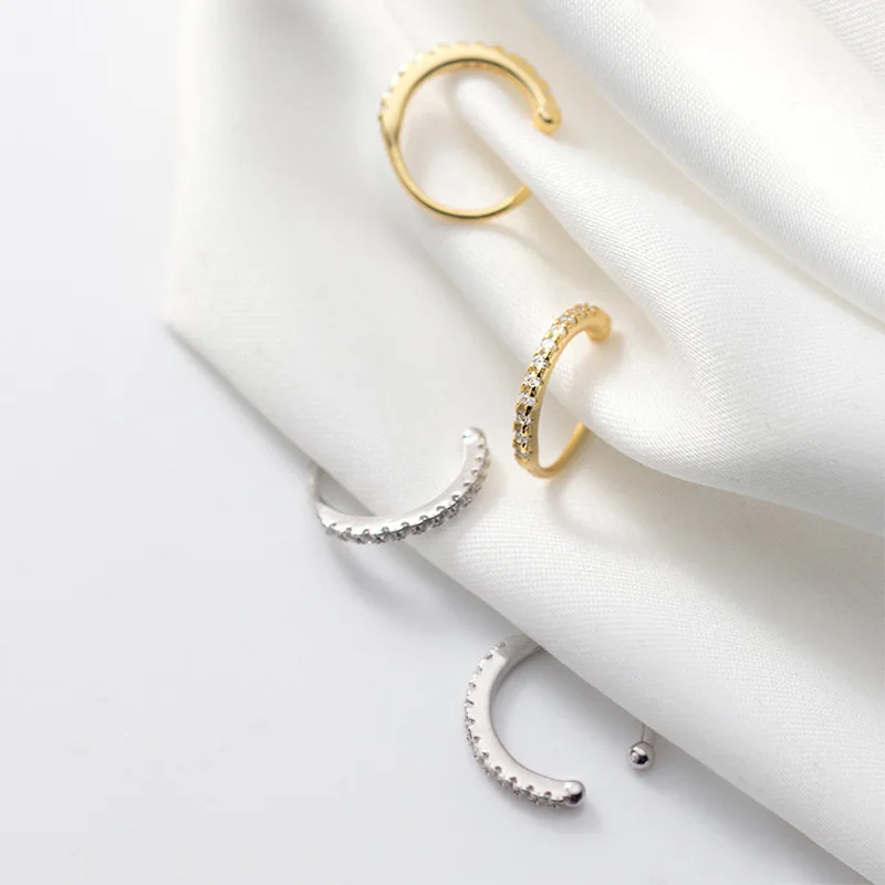 Женские серьги-Клипсы из стерлингового серебра 925 пробы без пирсинга с фианитом