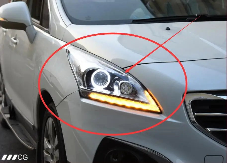 2шт 2013 год, автомобильные фары bupmer для peugeot 3008 светодиодные дневные ходовые огни на передних фарах HID ксенон, противотуманная фара для peugeot 3008