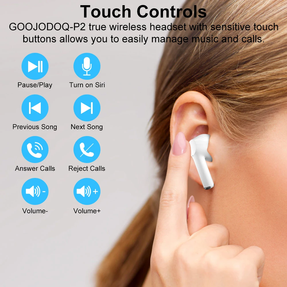 Беспроводной Bluetooth наушники с зарядки чехол GOOJODOQ Hi Fi стерео IPX5 вкладыши TWS