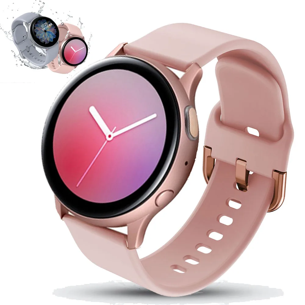 

Ремешок для часов 20 мм для Samsung Galaxy Watch Active 2, силиконовый браслет для наручных часов, защитная пленка для экрана Active 2, 40 мм 44 мм