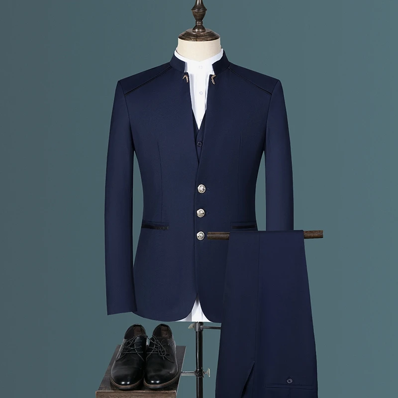 

Custom Chinese stand collar wedding bridegroom presides over the banquet Slim Fit Suit Tuxedo Suit suit (coat + pants)