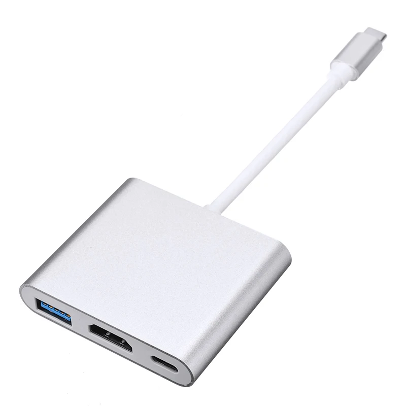 

Compatible For Android Mobile Phone 3-in-1 Type-C to USB-C 4K HDMI-compatible USB 3.0 Converter Hub Adapter For Macbook