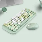 Комплект из беспроводной Bluetooth-клавиатуры и мыши, 2,4 ГГц, беспроводная мышь 1600DPI, цветная ретро-клавиатура с 84 круглыми клавишами