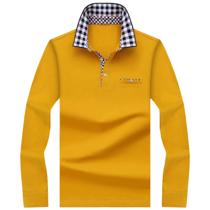 Рубашка-поло мужская с длинным рукавом деловой Повседневный хлопковый топ
