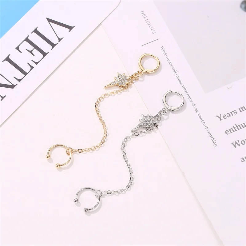 

New product earrings fashion tassel star earrings long earrings female street style hipster ear bone clip ladies trendy jewelry