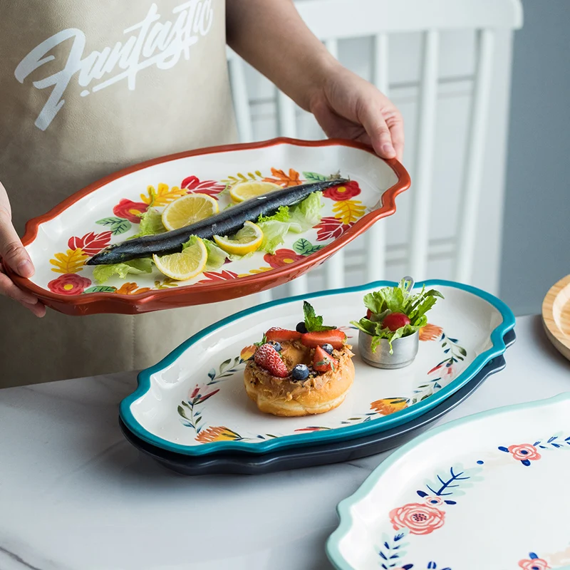 

Креативная японская керамическая тарелка ручная Роспись Тарелка для рыбы блюдо для западной еды поднос для салата тарелка для суши декоративная подарочная тарелка CL82102