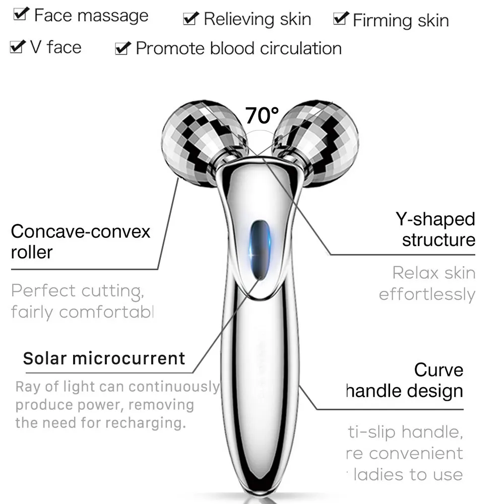 Microcurrent 3D Massage Y Shape Roller 360 Rotate Instrument Beauty Tool Wrinkle Remover facial Massage Roller for Face lift