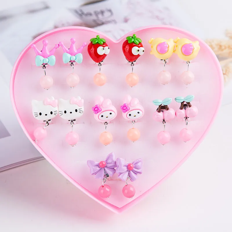 Lovely Cartoon crystal children jewelry baby girl Earrings no earrings pendants ear clips false girls' ring gifts. | Игрушки и хобби