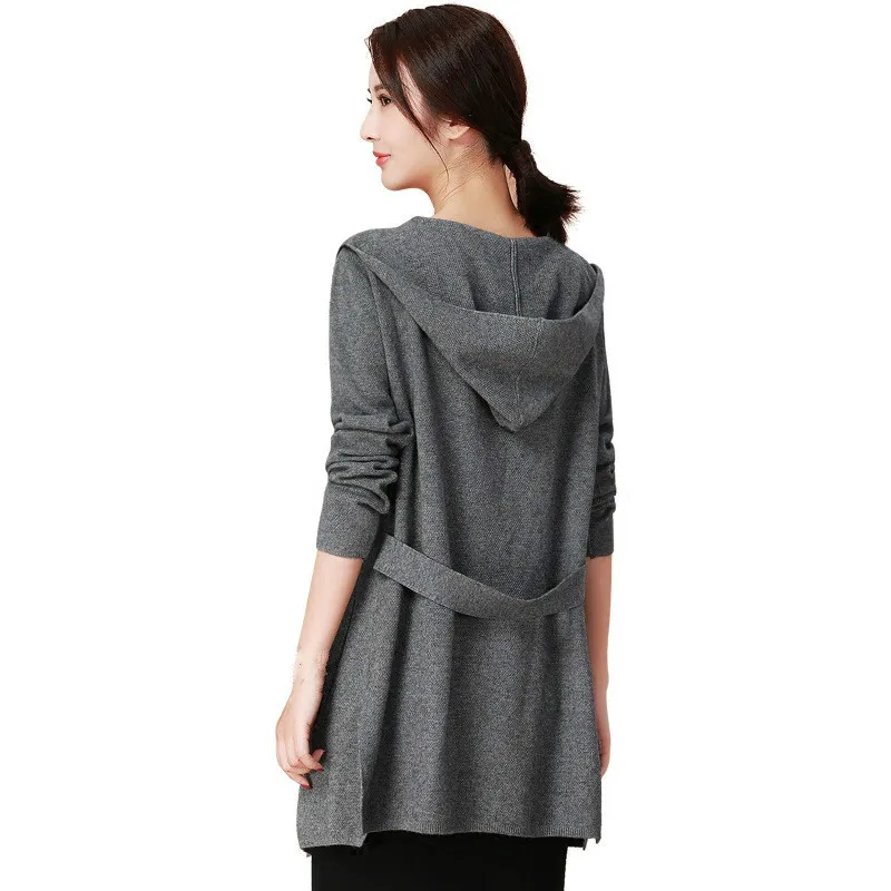 

Spring Hooded Knitwear Cardigan Female Long Knitted Sweater Casual Loose Windbreaker Women Sweaters and Tops Plus Size 2xl