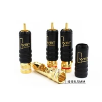 2pc high quality gold plating rca plug lock soldering audio video plug connector