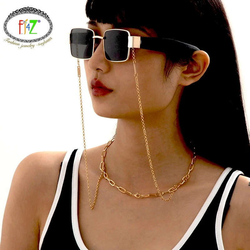 

F.J4Z 2021 Trend Glasses Chains For Women Fashion Punk Cuban Chain Double Useage Necklace & Eyewear Masks Lanyard Holder Straps