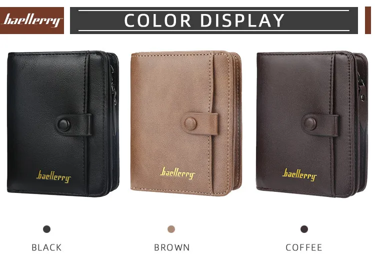 Знаменитые мужские кошельки baellerry модный трехслойный кошелек на молнии карман для монет кошелек PU мужской бумажник из натуральной кожи высококачественный держатель для карт