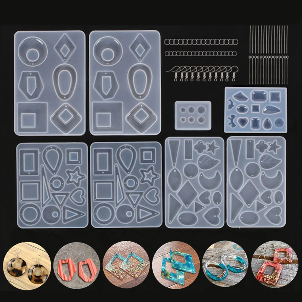 

22Style Clear Ear Hook Pins Silicone Molds For DIY Earring Pendants UV Epoxy Resin Casting Mould Jewelry Making Tool Accessories