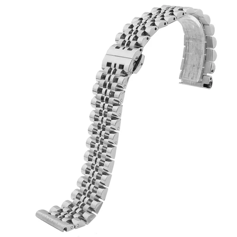 

22mm Silver/Black Stainless Steel Watch Band Folding Clasp with Safety Solid Watches Strap for Men Watch Replacement Bracelet