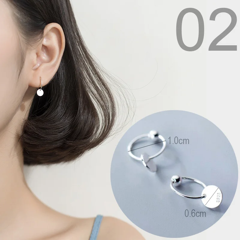 1Pair Silver Round Trusta,,, 925, твердые, Стерлинговое Серебро, звезда, маленькие серьги-гвоздики для девочек, подарок для подростков, женские модные ювелирные изделия DS900 - Окраска металла: 1Pair Silver Round