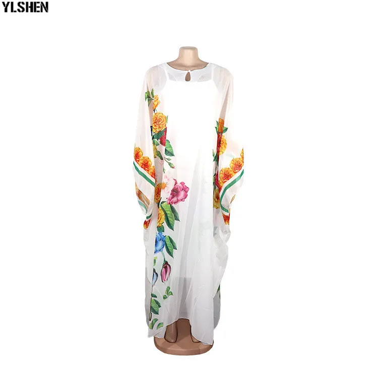 Белое Африканское платье для женщин африканская одежда с принтом Дашики базин