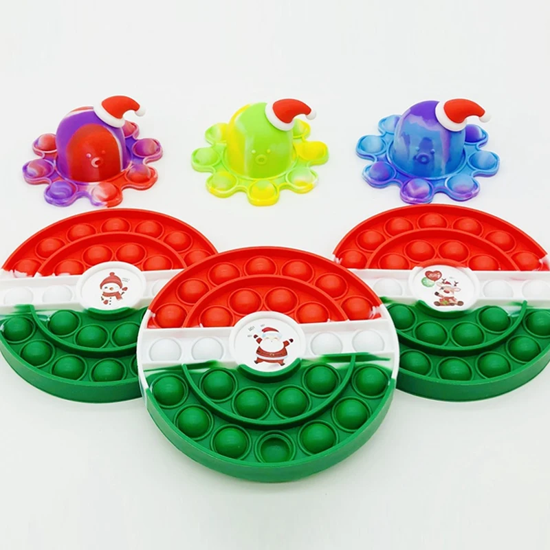 

Christmas Silicone Christmas Hats Squeeze Toy Fidget Toys Dimple Bubble Desktop Puzzle Game Stress Relief Toys For Kids