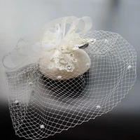 luxury pearl bridal headpiece handmade bride veil fascinator wedding hair accessories photo pillbox hat party fedora chic beret