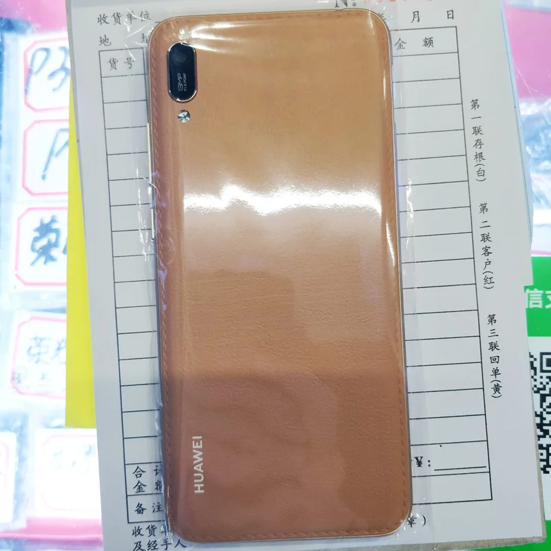 Brown without hole 6,1 дюйма, новинка, для huawei Y6 /Y6 Prime /Y6 Pro, задняя крышка, крышка для батареи, корпус, чехол, запчасти для заднего стекла - Цвет: Brown without hole