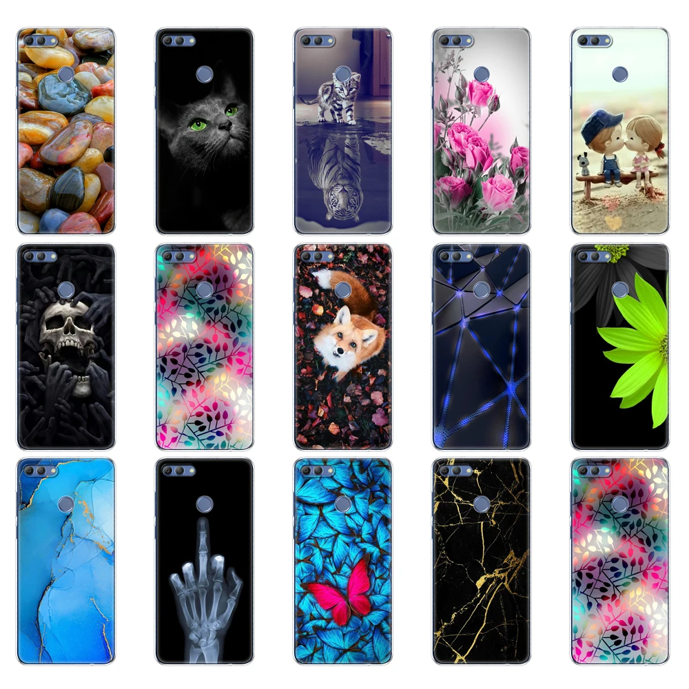 Чехлы для huawei P smart 2018 Enjoy 7S чехлы на заднюю панель из мягкого ТПУ силикона чехол 360