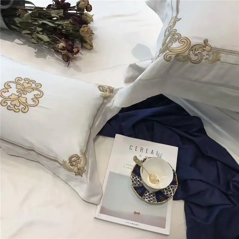 

4/5Pcs Egypt cotton Luxury classical Royal Bedding Set Queen King Size Golden embroidery Duvet Cover Set Bed Sheet Pillowcases