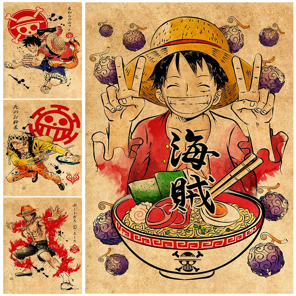 

Pirate Animation Art Poster And Prints Luffy And Zoro Age Of Pirate Vintage Anime Wall Art Canvas Painting Home Decoration Art