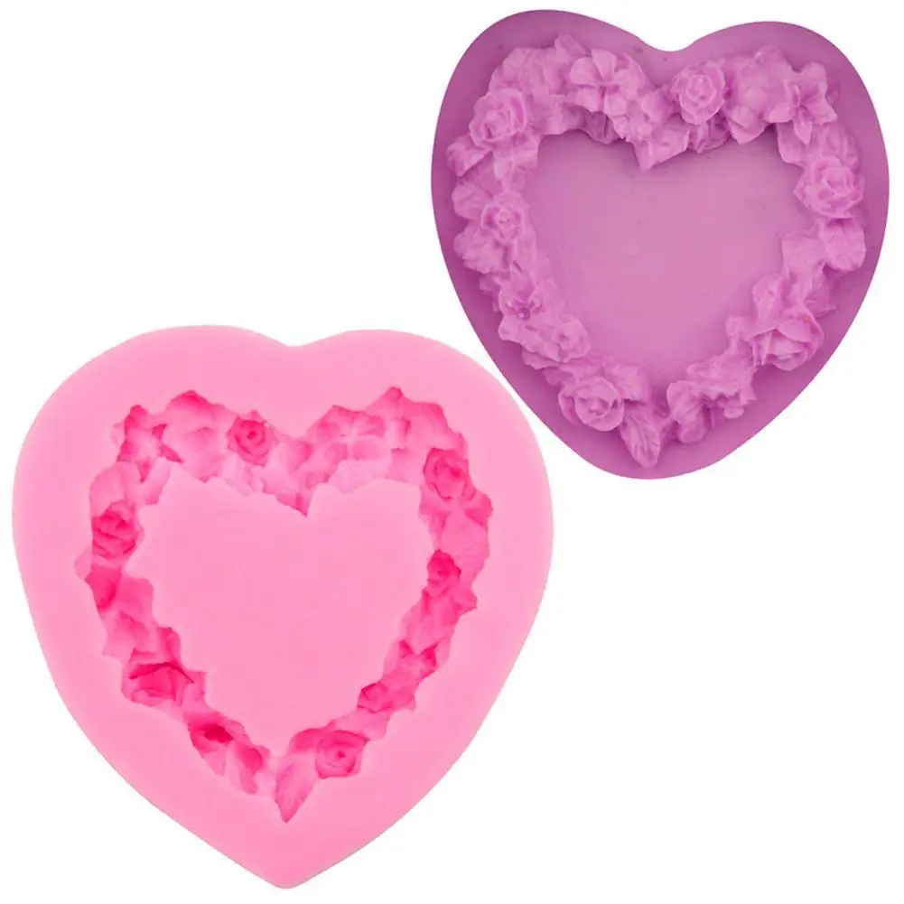 

1PC Love Wreath Silicone Mold Fondant Cake Chocolate 3D Heart Loving Rose Flower Cake Mold Bouquet Fondant Shape G2C0