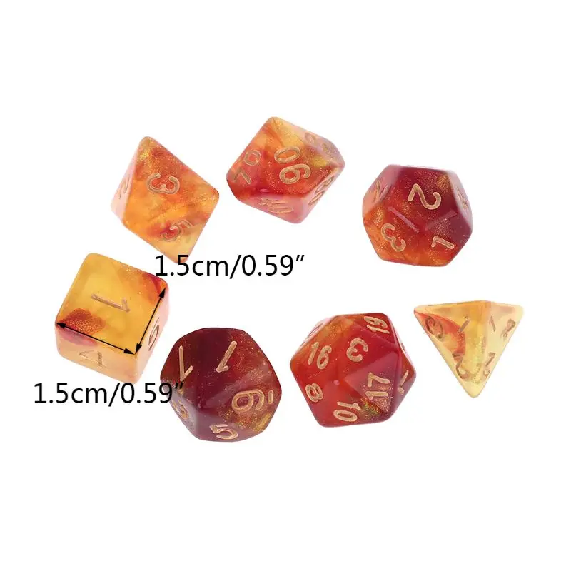 

7pcs D20 Polyhedral Dice Glitter Double Colors 20 Sided Dices Table Board Game
