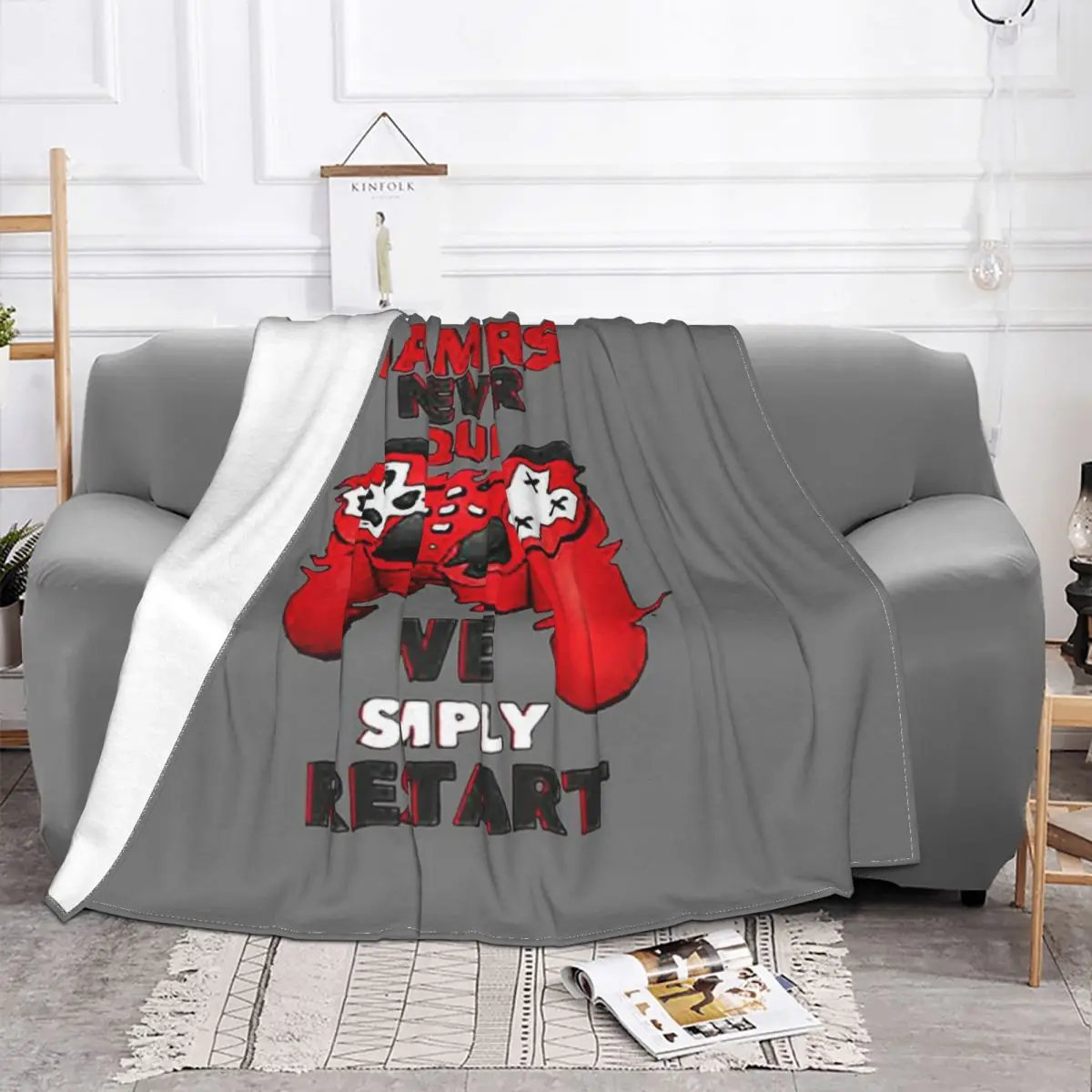 Manta a cuadros para Gamers Never Quit Fan, para cama colcha, manta de Anime, manta ponderada de verano-1