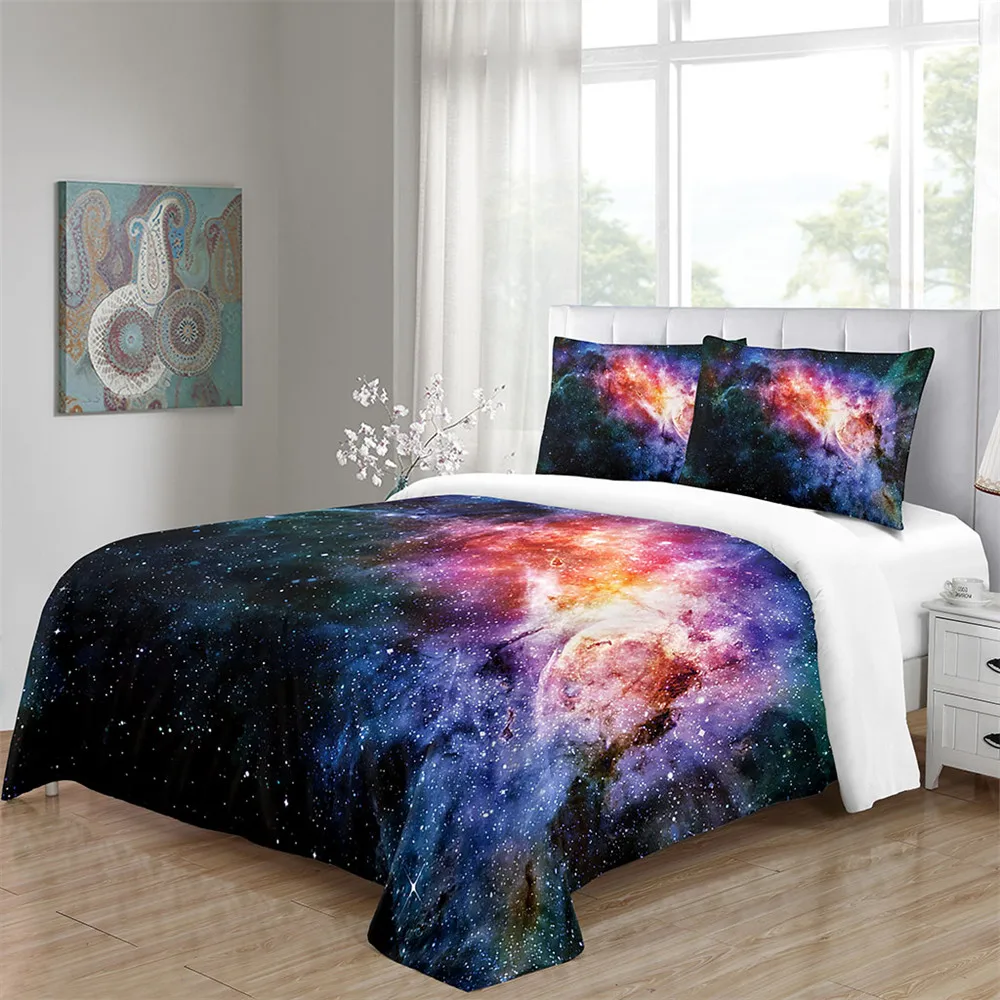 

3pcs A Lot Bedding Set Fantasy Planet Printed Kids Bed Linen Super Soft Duvet Cover and 3pcs Pillowcases Twin Queen King Size