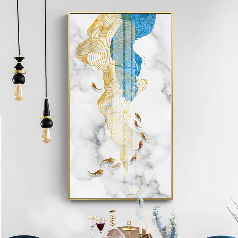 Абстрактная Золотая Рыба холст искусство Современная фотография для гостиной