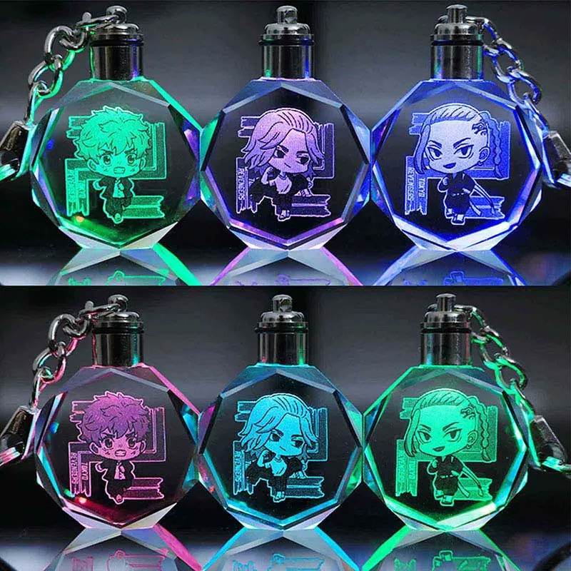 Tokyo Revengers Anime Cosplay Keychain Manjiro Ken Takemichi Hinata Atsushi Chibi Kawaii Bag Pendant Led luminous Fans Gifts