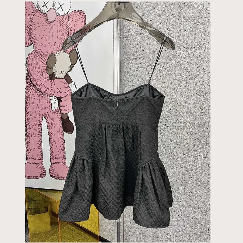 Ladies texture doll skirt tops White tights All-match suspenders Fairy temperament Custom jacquard fabrics