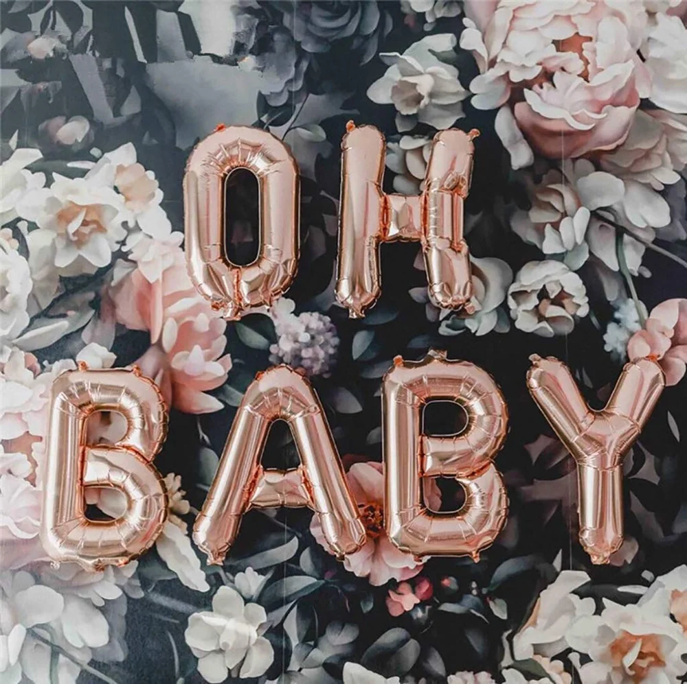 16 дюймов розовое золото "OH BABY" надувные буквы вечерние для украшения детского душа дни рождения и свадьбы принадлежности DIY подвесные покрытые фольгой шары