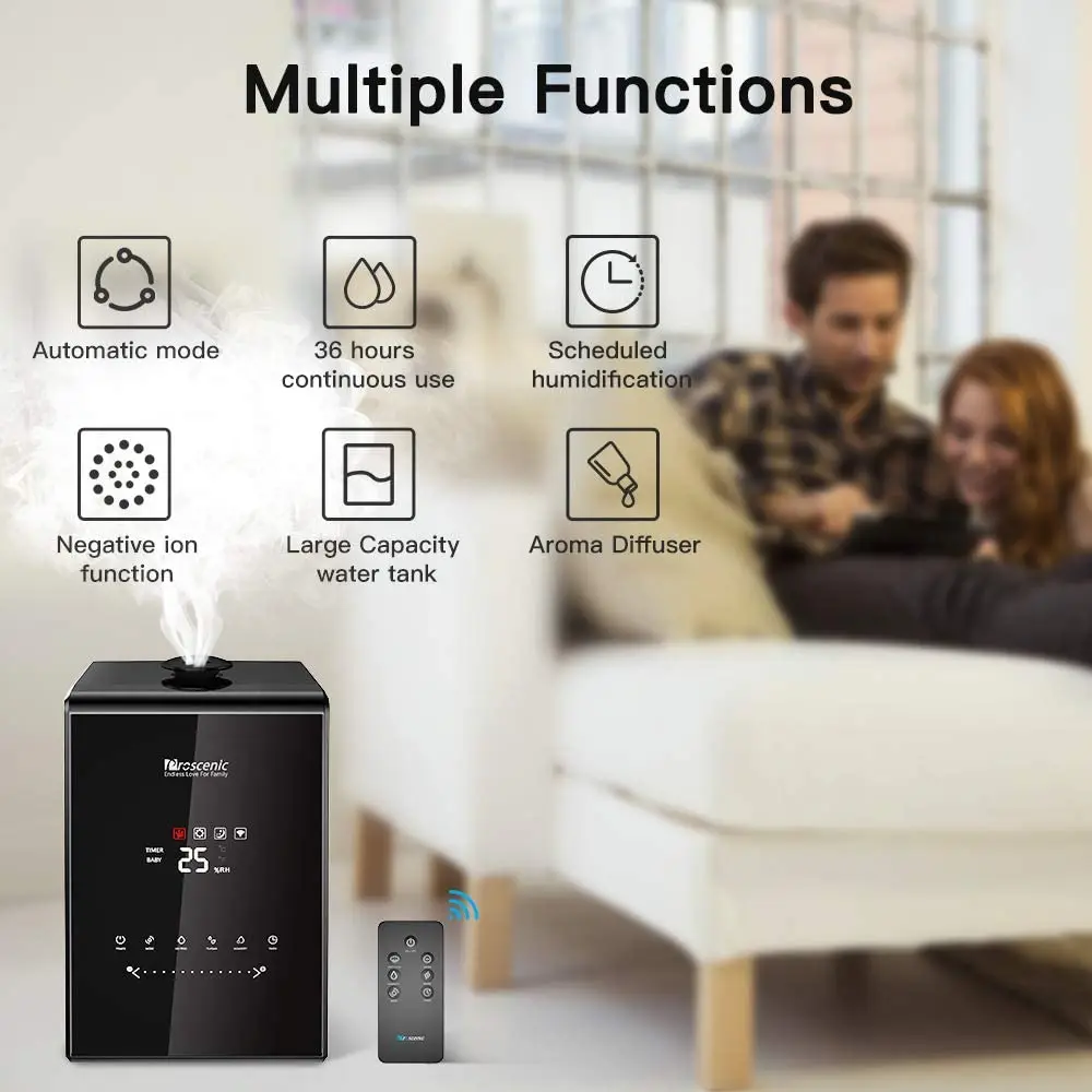 Увлажнитель воздуха Proscenic 808C с поддержкой Wi Fi сенсорным экраном и управлением