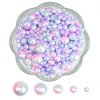 rainbow color 4 12mm round imitation pearl beads with hole plastic loose beads diy jewelry necklace making garment accessories
