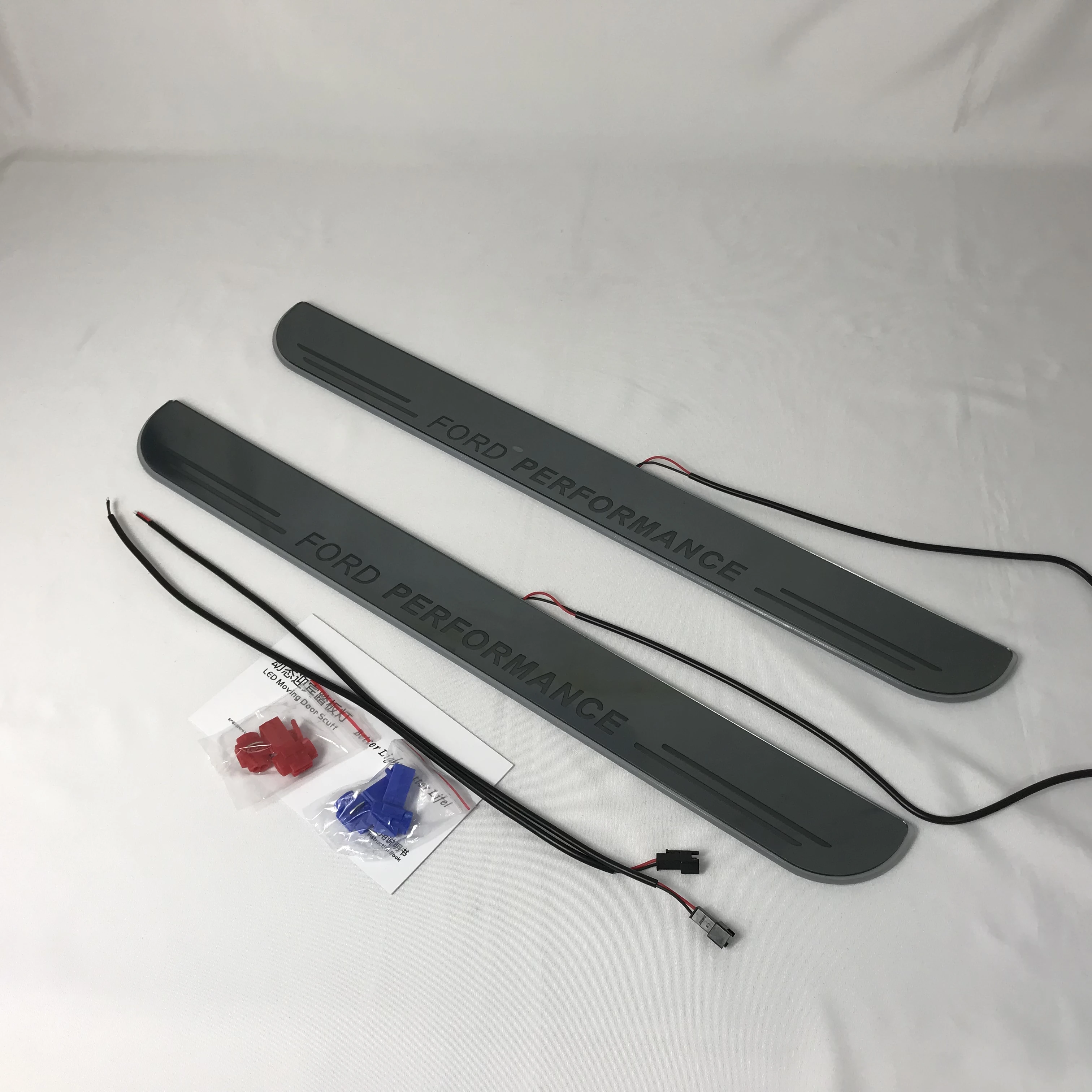 

Osmrk led moving door scuff for ford performance dynamic door sill plate flat lining overlay flow/still light, 4pcs