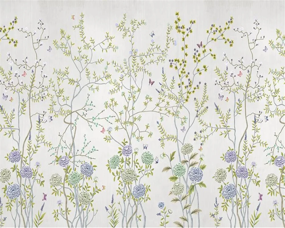 Wellyu пользовательские обои 3d фрески ручная роспись ручка и цветок пион бумажные