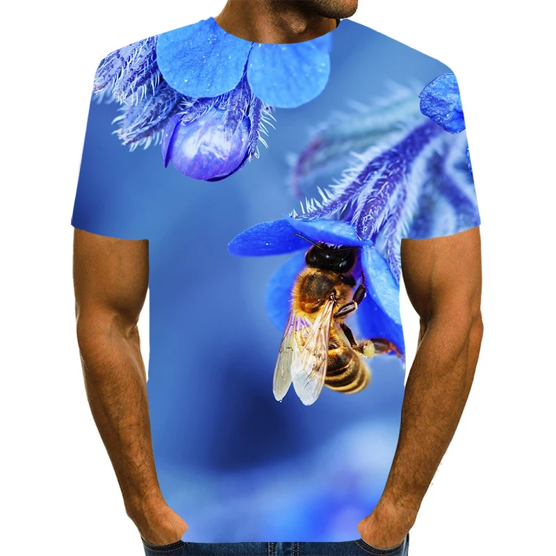 Футболка Мужская/женская с рисунком пчелы топ коротким рукавом и 3D-принтом